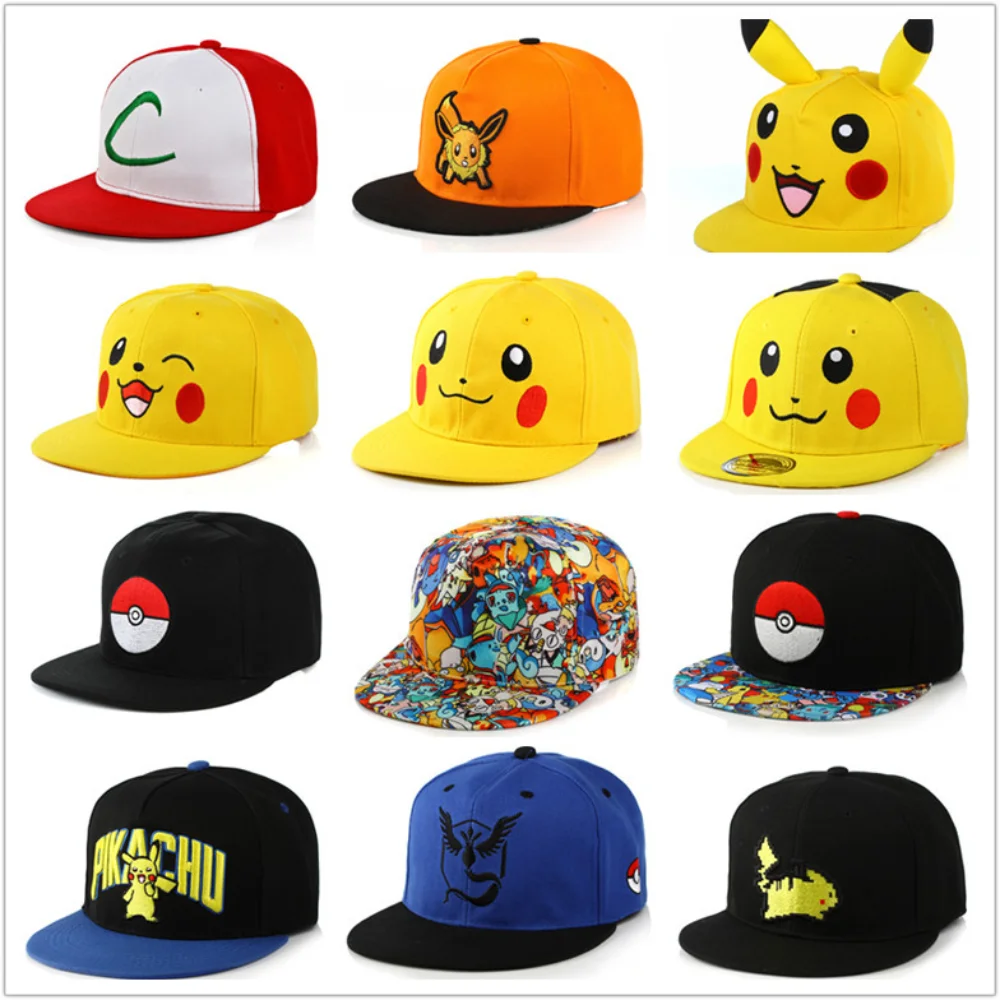 

Pokemon Pikachu Baseball Cap Peaked Cap Cartoon Anime Character Flat Brim Hip Hop Hat Couple Outdoor Sports Cap Birthday Gifts