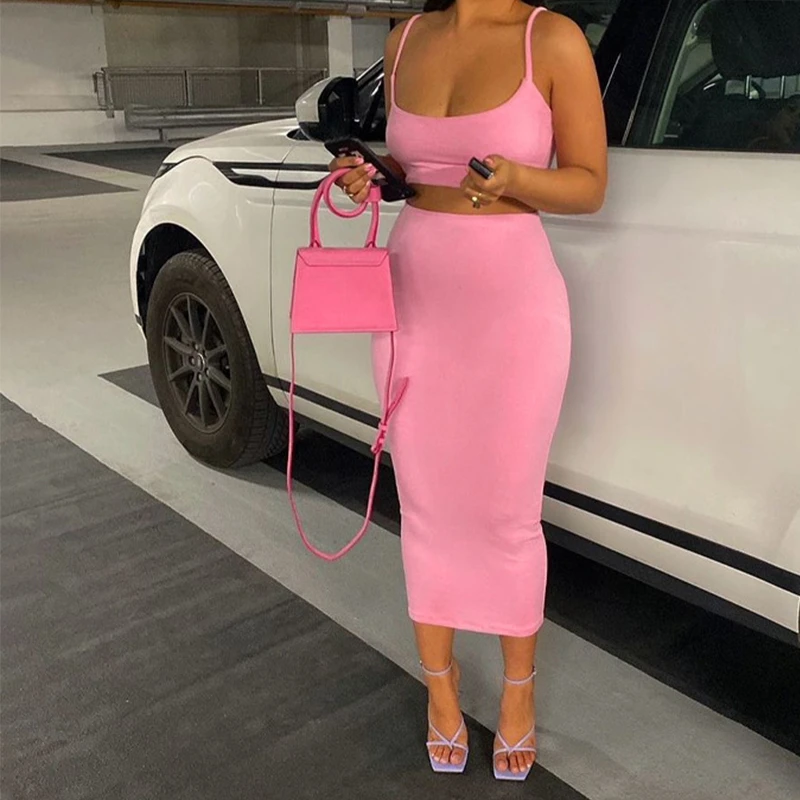 Summer Backless Party Sexy Club Sets Piece Outfits Sweet Halter Top Mini Skirt Set Lady Pink Clubwear Women Sets M0320
Summer Backless Party Sexy Club Sets Piece Outfits Sweet Halter Top Mini Skirt Set Lady Pink Clubwear Women Sets M0320