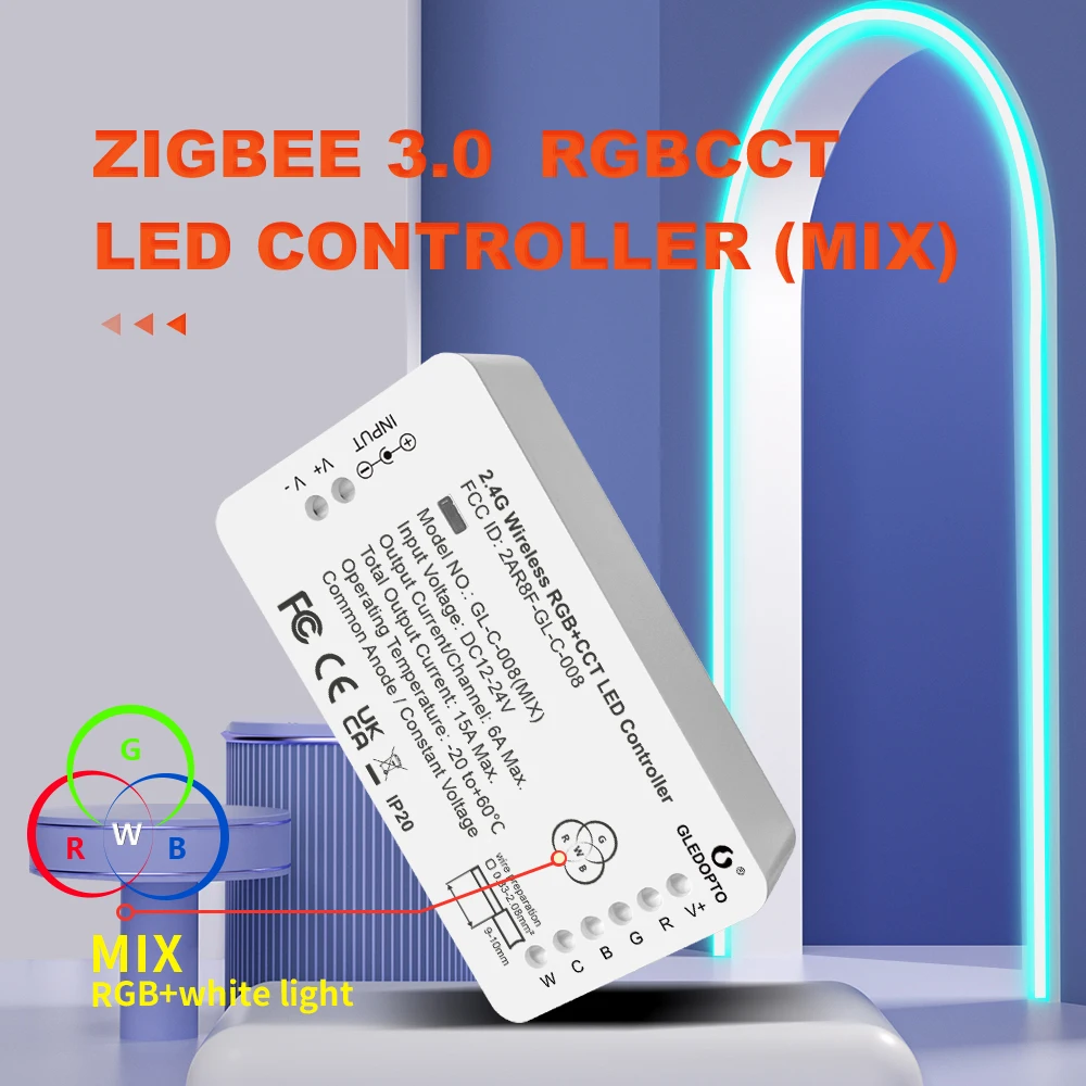 GLEDOPTO Hometech ZigBee LED Strip Controller Color White Light Mix RGB+White CCT Homey Alexa Tuya SmartThings App Voice Control
GLEDOPTO Hometech ZigBee LED Strip Controller Color White Light Mix RGB+White CCT Homey Alexa Tuya SmartThings App Voice Control