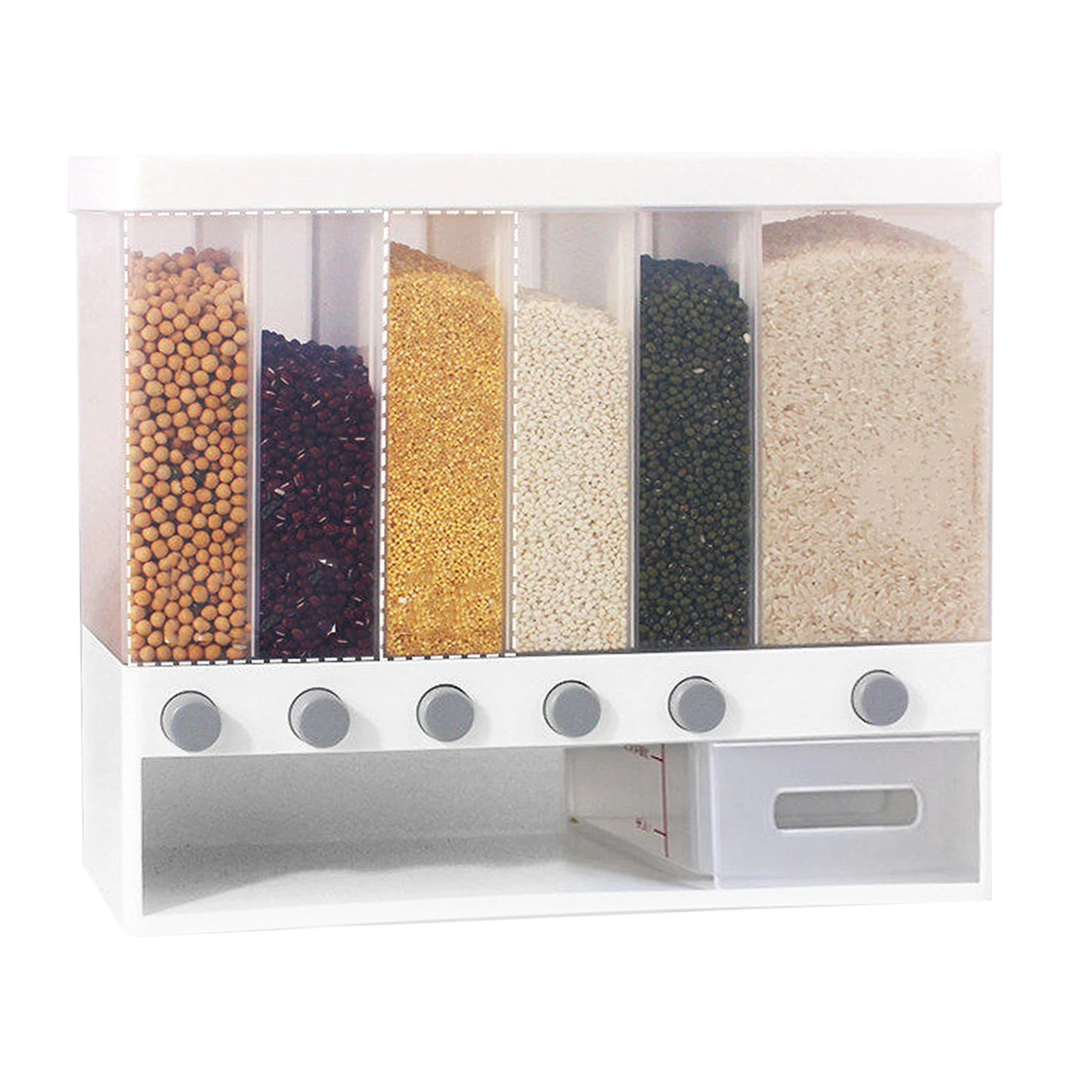 Sealed Dry Food Dispenser Container Home Space Saving Wall Mounted 6 Grid Multi Function Cereal With Lid Whole Grain For Kitchen
Sealed Dry Food Dispenser Container Home Space Saving Wall Mounted 6 Grid Multi Function Cereal With Lid Whole Grain For Kitchen
