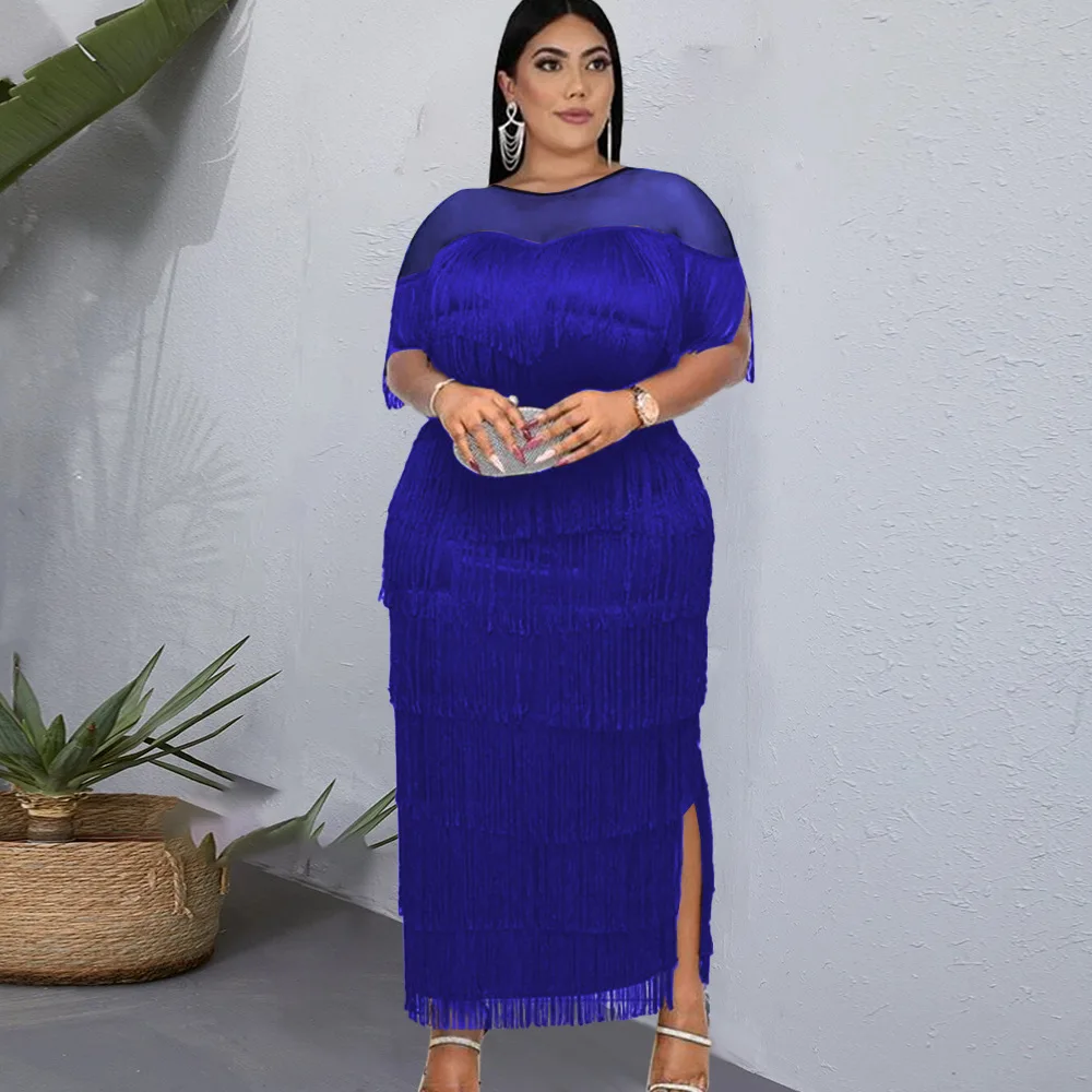 Plus Size Dresses Multi Layer Fringed High Waist Hip Wrap Solid Mesh Ankle Length Dress Evening Dresses Party Dress Office Lady
Plus Size Dresses Multi Layer Fringed High Waist Hip Wrap Solid Mesh Ankle Length Dress Evening Dresses Party Dress Office Lady