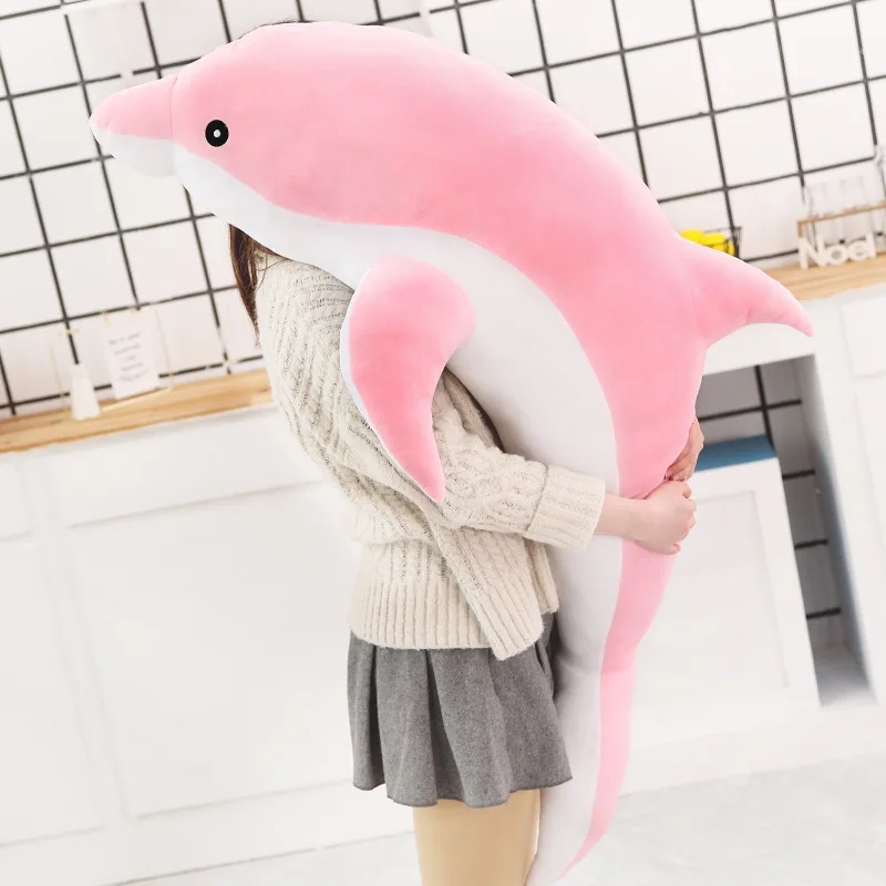 

Big Size 30cm-160cm Kawaii Dolphin Plush Toys Lovely Stuffed Soft Animal Pillow Dolls for Children Girls Sleeping Cushion Gifts