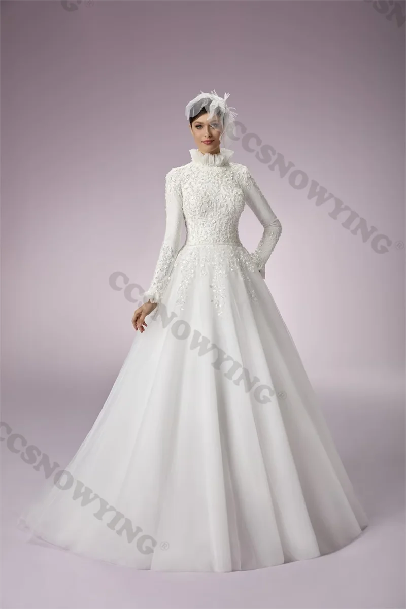 Long Sleeve High Neck Hijab Muslim Wedding Dress for Bride Tulle Appliques Arabic Dubai Islamic Bride Gown Robe De Mariée
Long Sleeve High Neck Hijab Muslim Wedding Dress for Bride Tulle Appliques Arabic Dubai Islamic Bride Gown Robe De Mariée