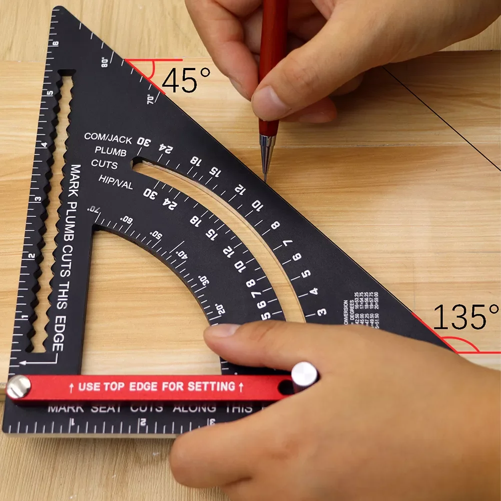 Triangle Ruler Aluminum Alloy Metric Angle Protractor Positioning Multi Angle Marking Woodworking Line RulerTool Measuring Gauge
Triangle Ruler Aluminum Alloy Metric Angle Protractor Positioning Multi Angle Marking Woodworking Line RulerTool Measuring Gauge