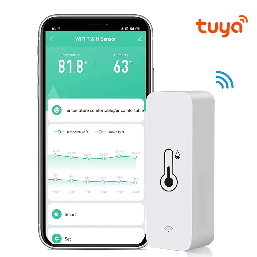 Tuya Smart Temperature Humidity Sensor WiFi APP Remote Monitor For Smart Home var SmartLife Work With Alexa Google Assistant
Tuya Smart Temperature Humidity Sensor WiFi APP Remote Monitor For Smart Home var SmartLife Work With Alexa Google Assistant