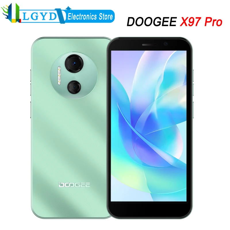 

DOOGEE X97 Pro Global Version Smart Phone 4GB RAM 64GB ROM 6.0'' Android 12 Helio G25 Octa Core Dual SIM 4G LTE Face Unlock NFC