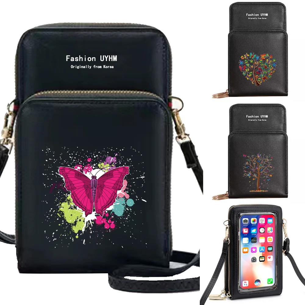 Waterproof Touch Screen Mobile Phone Bag Wallets Card Packet Women Messenger Bags PU Leather Coin Purse Butterfly Print Handbag 
Waterproof Touch Screen Mobile Phone Bag Wallets Card Packet Women Messenger Bags PU Leather Coin Purse Butterfly Print Handbag