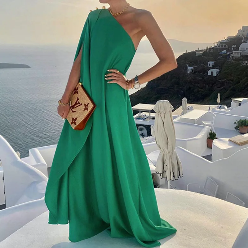 Women Sexy Off Shoulder Boho Long Dress Elegant One Shoulder Loose Party Dress 2022 Summer Fashion Button Solid Beach Maxi Dress
Women Sexy Off Shoulder Boho Long Dress Elegant One Shoulder Loose Party Dress 2022 Summer Fashion Button Solid Beach Maxi Dress