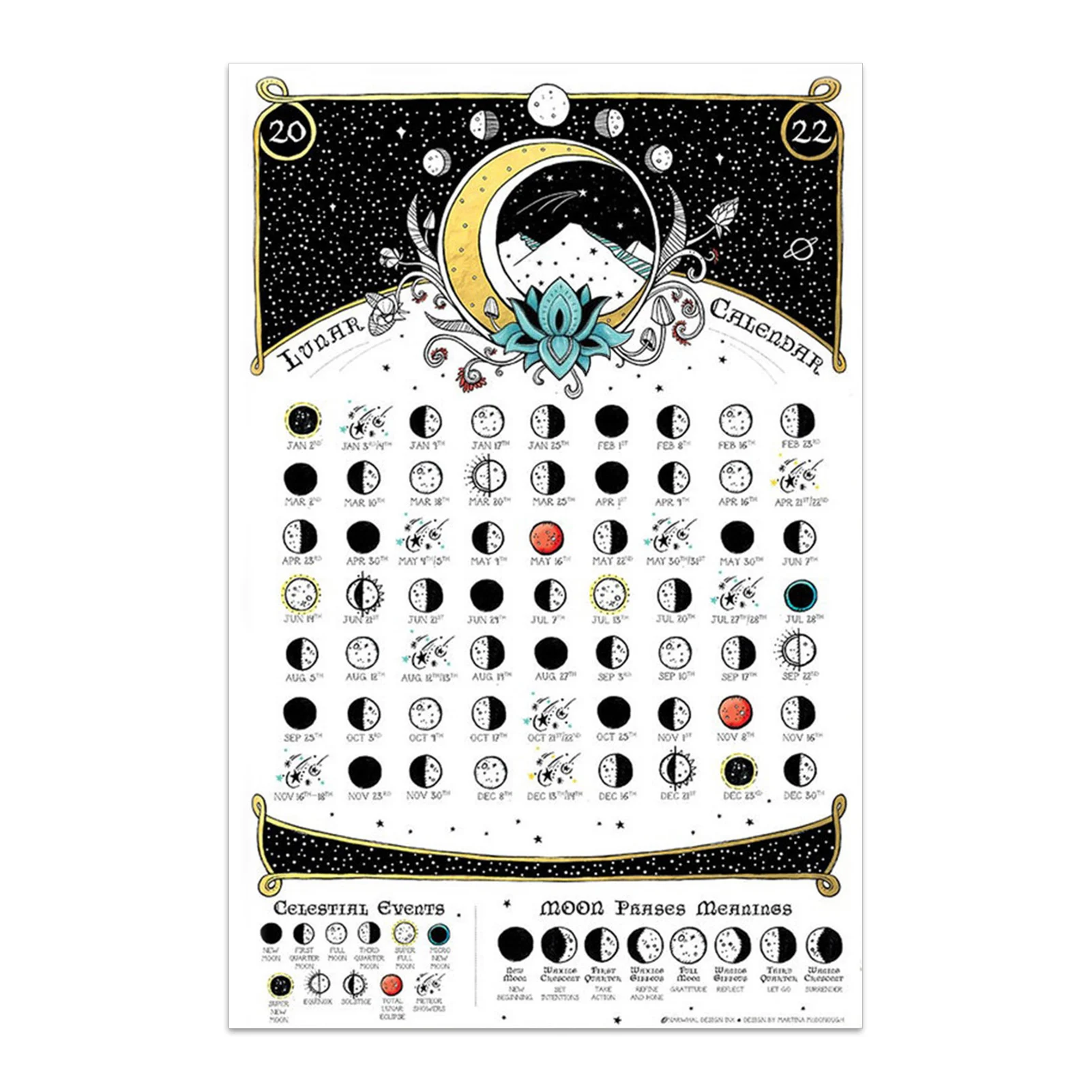 Wall Calendar 2022 Hangable Moon Phase Calendar Print Poster Lunar Cycle Chart Lunar Phases And Eclipses Tracker Astrology
Wall Calendar 2022 Hangable Moon Phase Calendar Print Poster Lunar Cycle Chart Lunar Phases And Eclipses Tracker Astrology