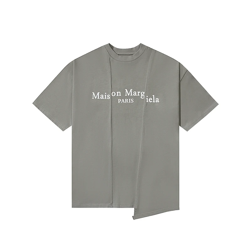 

Maison style MM6 Majella deconstructed splicing irregular print loose short-sleeved T-shirt men and women unisex same models