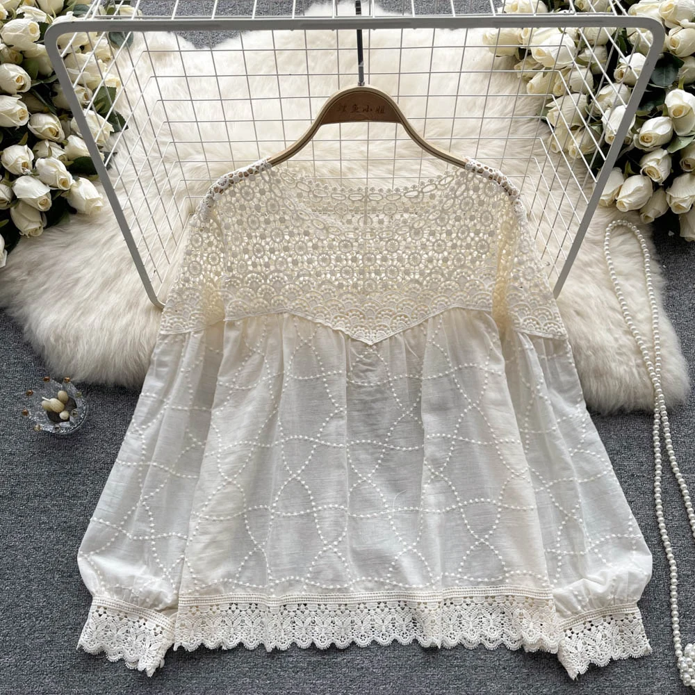 French Chic Embroidery Blouse O Neck Shirts Women Hollow Out Shirt Tops Female Casual Blouses Long Sleeve Blusas Dropshipping
French Chic Embroidery Blouse O Neck Shirts Women Hollow Out Shirt Tops Female Casual Blouses Long Sleeve Blusas Dropshipping