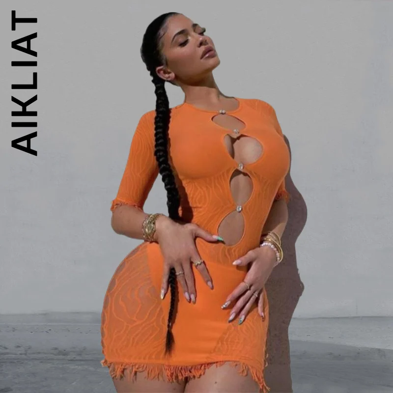 Aikliat Short Sleeve Women Dress Fashion Short Dress Sexy Tight Bandage Tassel Orange Dresses Stylish Lazy Female Vestidos Dress
Aikliat Short Sleeve Women Dress Fashion Short Dress Sexy Tight Bandage Tassel Orange Dresses Stylish Lazy Female Vestidos Dress