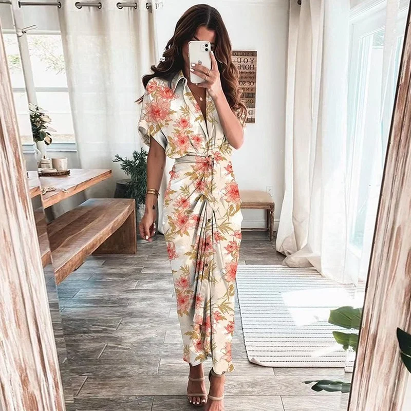 Vintage Boho Floral Shirts Dresses Summer Women V-neck Waist Ruched Maxi Long Dress Elegant Female Casual Evening Party Dress
Vintage Boho Floral Shirts Dresses Summer Women V-neck Waist Ruched Maxi Long Dress Elegant Female Casual Evening Party Dress