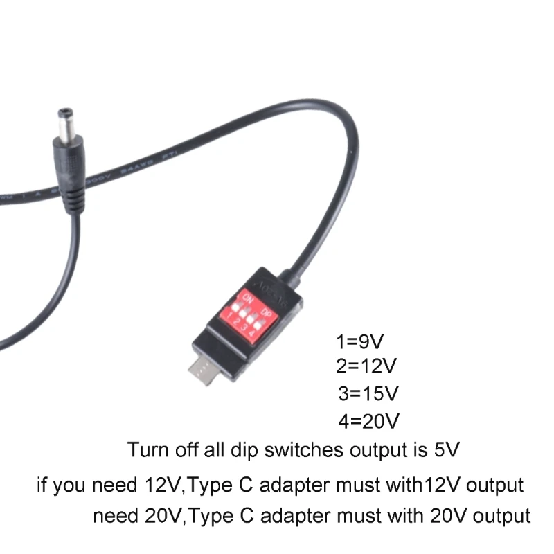 Разъем USB C на 5 В 9 12 15 20 5x2 1 мм кабель-инвертор преобразователи кабель питания для