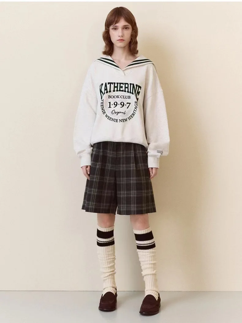 Модные женские толстовки с матросским воротником, Повседневная Толстовка с длинным рукавом, осенние свободные топы, платья для женщин, одежда 
Модные женские толстовки с матросским воротником, Повседневная Толстовка с длинным рукавом, осенние свободные топы, платья для женщин, одежда