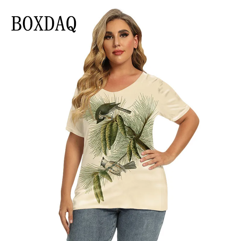 5XL Plus Size Women T Shirts Fashion Short Sleeve Print Birds Shirts Casual V-Neck Loose Ladies Tops Summer Clothes Large Size
5XL Plus Size Women T Shirts Fashion Short Sleeve Print Birds Shirts Casual V-Neck Loose Ladies Tops Summer Clothes Large Size