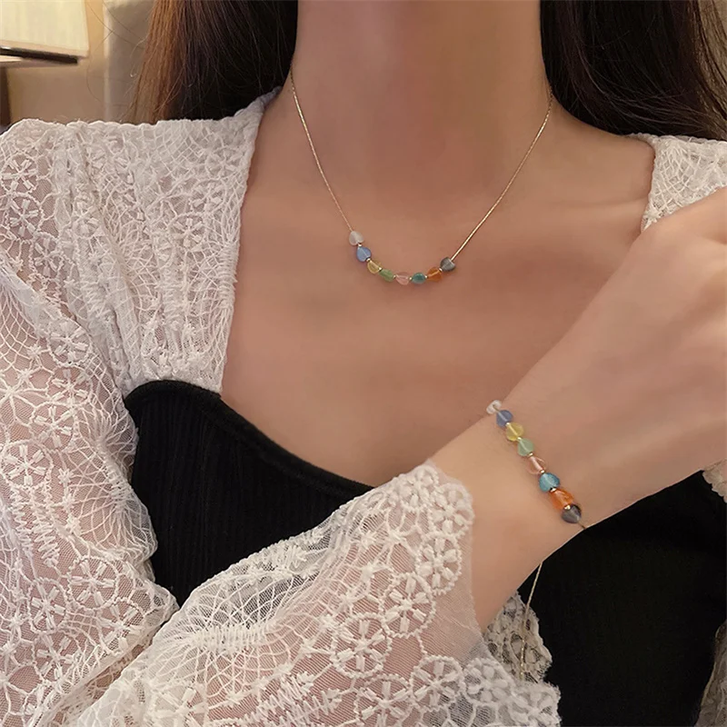 Sweet Little Fresh Love Necklace Ladies Cute Simple All-Match Temperament Candy Color Bracelet Set Campus Style Korean Style
Sweet Little Fresh Love Necklace Ladies Cute Simple All-Match Temperament Candy Color Bracelet Set Campus Style Korean Style