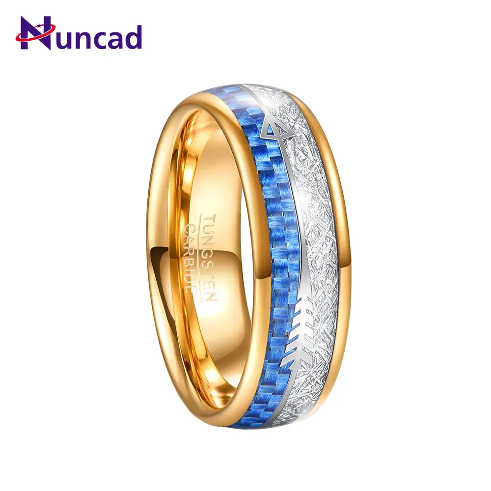NUNCAD 8mm Electroplating Gold Inlaid Blue Carbon Fiber Imitation Meteorite Silver Arrow Tungsten Carbide Ring for Men
NUNCAD 8mm Electroplating Gold Inlaid Blue Carbon Fiber Imitation Meteorite Silver Arrow Tungsten Carbide Ring for Men