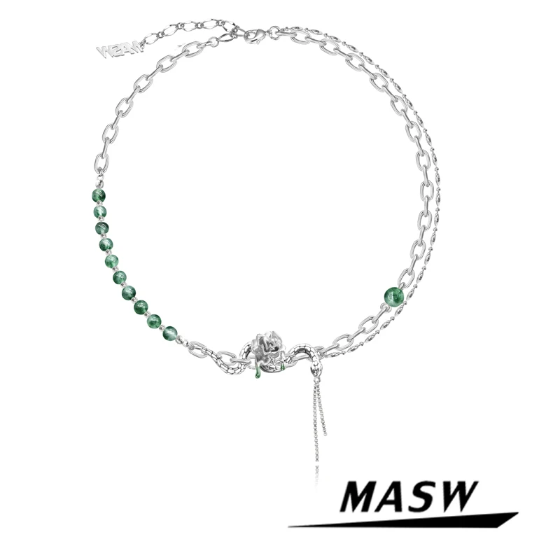 MASW Original Jewelry Green Beads Necklace Luxury Design High Quality Brass Chain Personality Snake Pendant Necklace For Women
MASW Original Jewelry Green Beads Necklace Luxury Design High Quality Brass Chain Personality Snake Pendant Necklace For Women