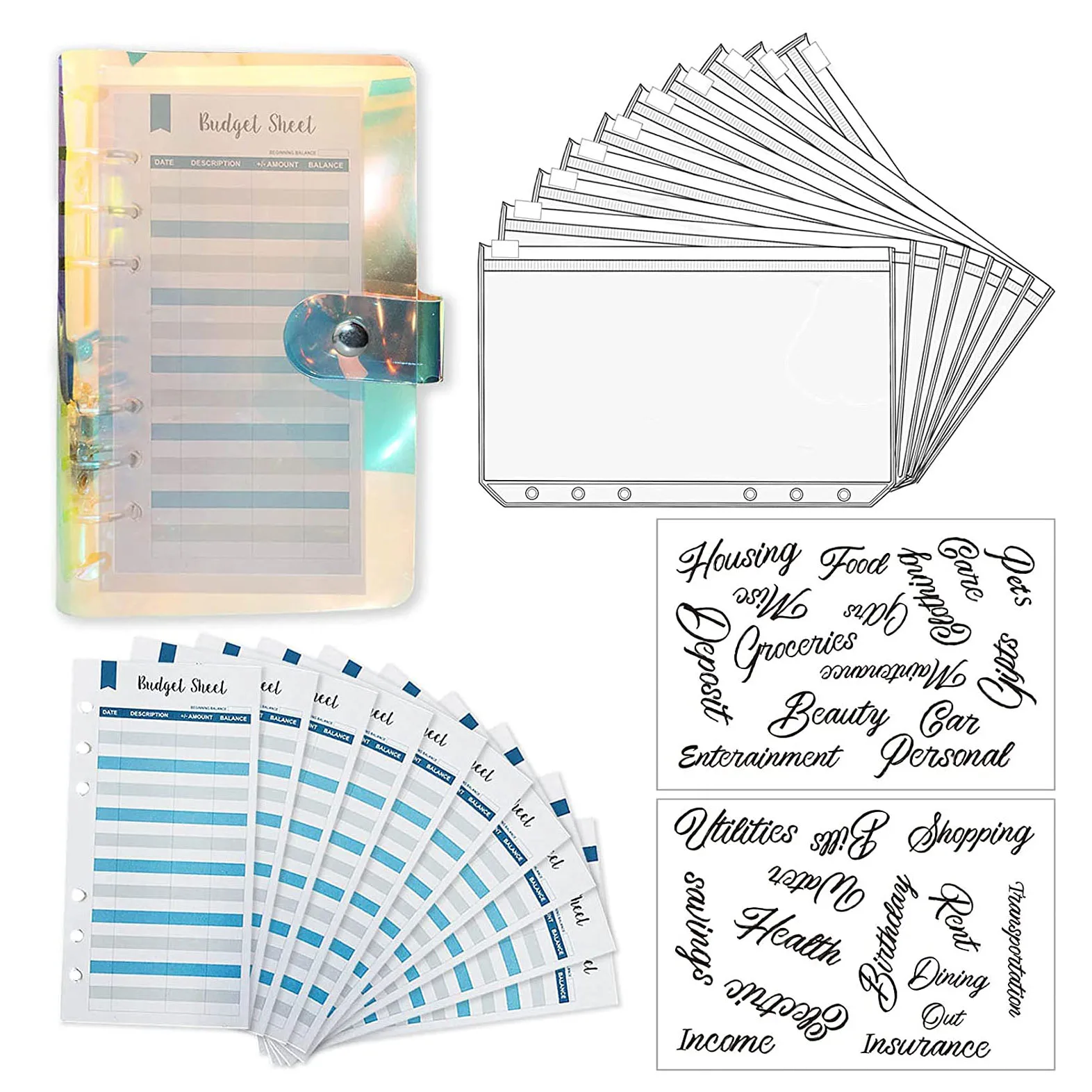 A6 PU Leather Notebook Binder Budget System Planning Organizer, with 12 Binder Cash Envelope,Expense Budget Sheets and Labels
A6 PU Leather Notebook Binder Budget System Planning Organizer, with 12 Binder Cash Envelope,Expense Budget Sheets and Labels