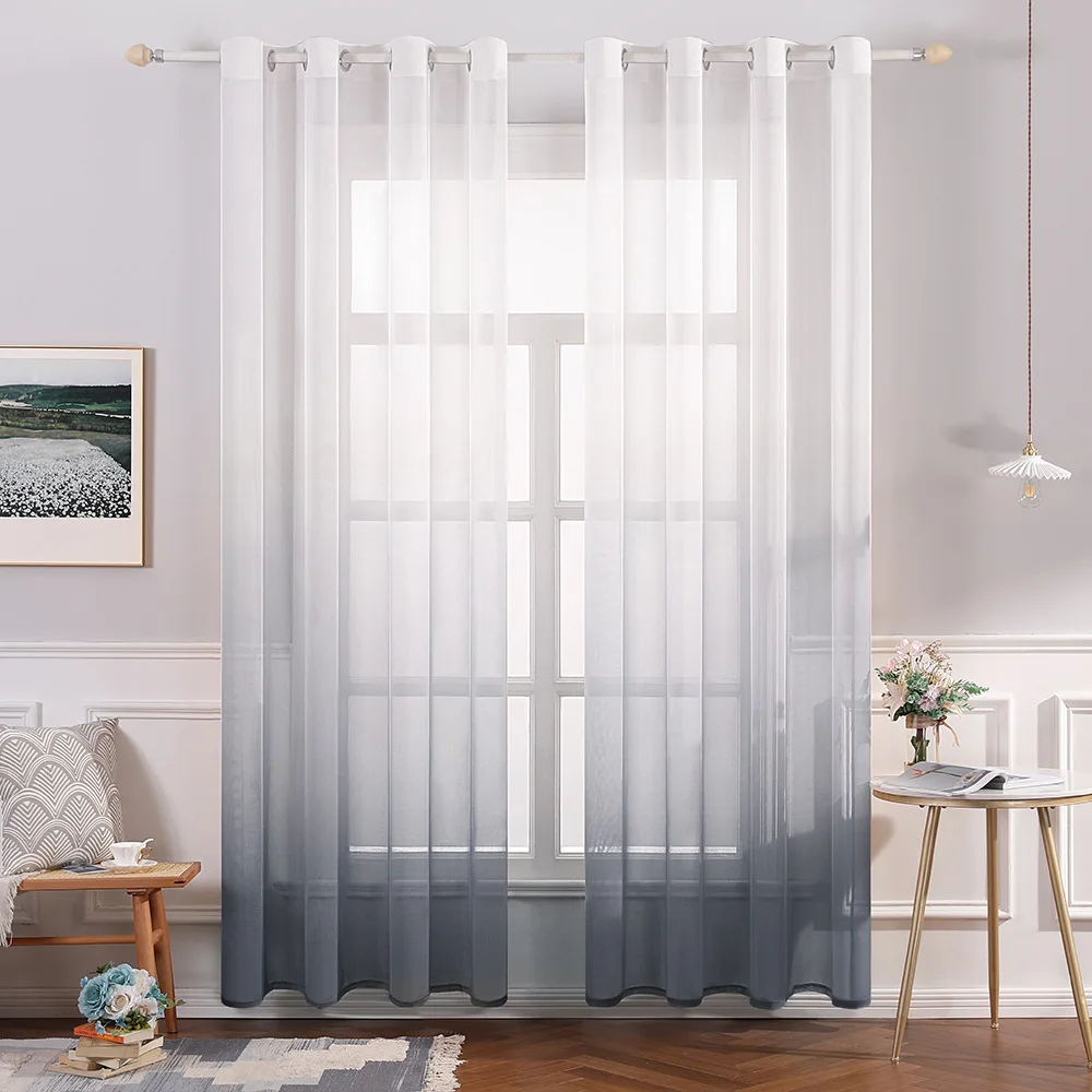 

BILEEHOME Sheer Gradient Curtains Voile Tulle Curtains for Bedroom Living Room Kitchen Decoration Window Treatment Drapes