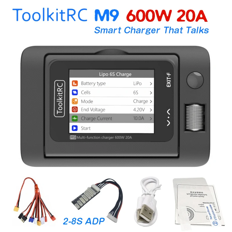 ToolkitRC M9 MultiFunction 600W 20A DC Smart Balance Charger with Audio Function 85Degree Rotatable Screen for 1-8S LIPO Battery
ToolkitRC M9 MultiFunction 600W 20A DC Smart Balance Charger with Audio Function 85Degree Rotatable Screen for 1-8S LIPO Battery