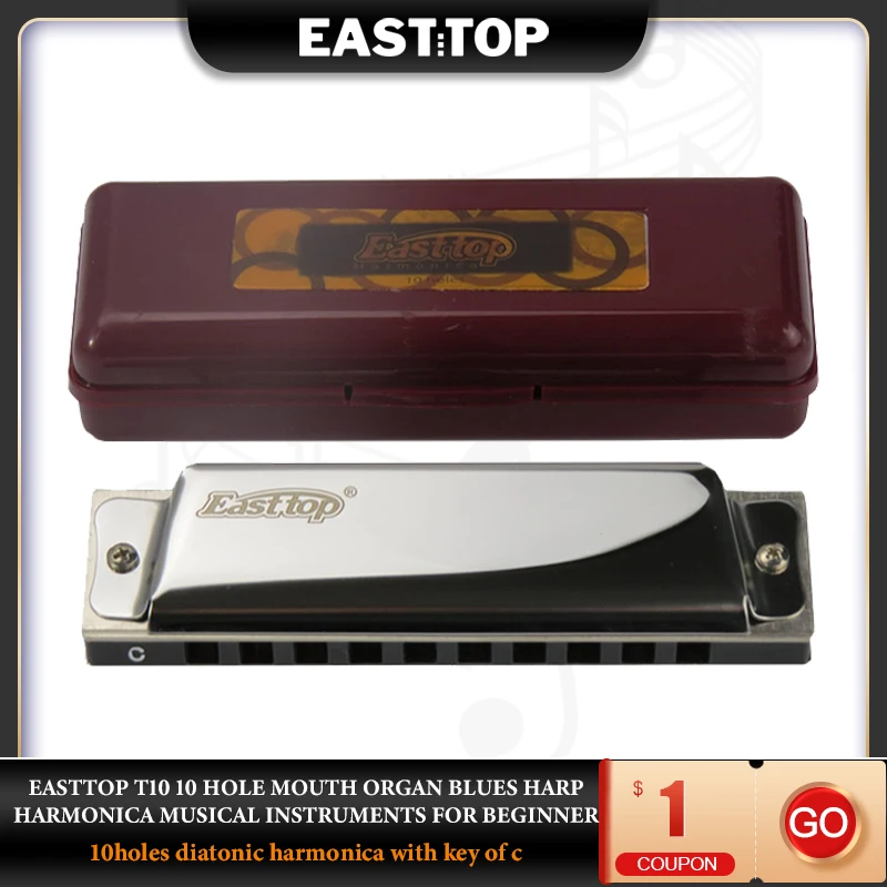 

EASTTOP T10 10 Hole Mouth Organ Blues Harp Harmonica Musical Instruments For Beginner Professional Player
