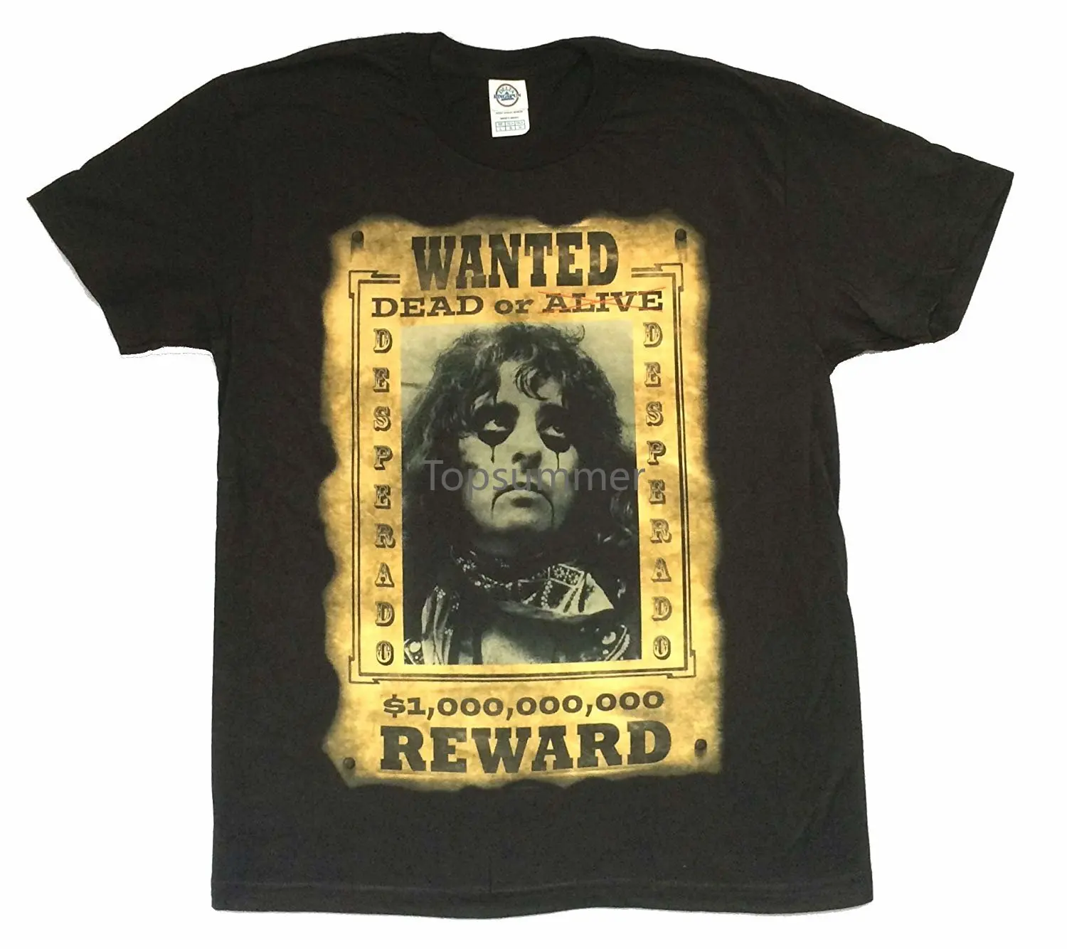 

Alice Cooper Reward Wanted Dead Or Alive Poster Image Black T Shirtround Neck T-Shirts