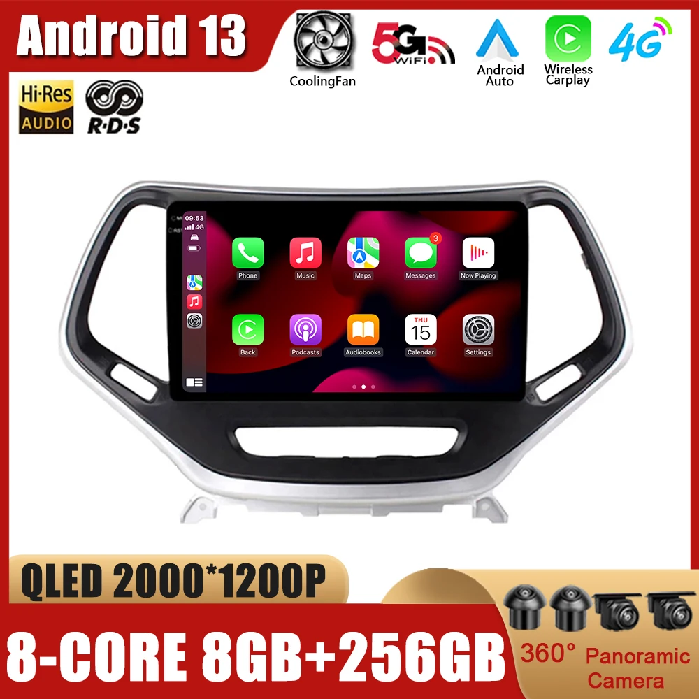 

10,1 "Android 13 для Jeep Cherokee 5 KL 2014 - 2018 автомобильное радио, мультимедийный плеер, навигация RDS GPS DSP Carplay WIFI 4G
