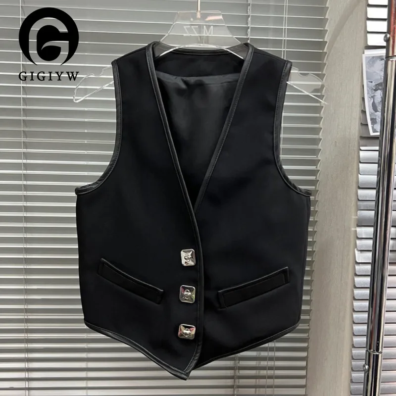GIGIYW Popular Design Fashion Brand Collar long sleeveless waistcoat Vest Black V-neck Cardigan Collarless Vest Girl WQ1485
GIGIYW Popular Design Fashion Brand Collar long sleeveless waistcoat Vest Black V-neck Cardigan Collarless Vest Girl WQ1485
