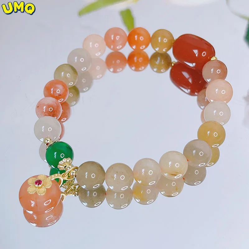 

Multicolor Natural Stones Round Flower Agate Quartzite Jade Beads Beaded Strand Bracelets for Women Female Fine Jewelry Ybr748