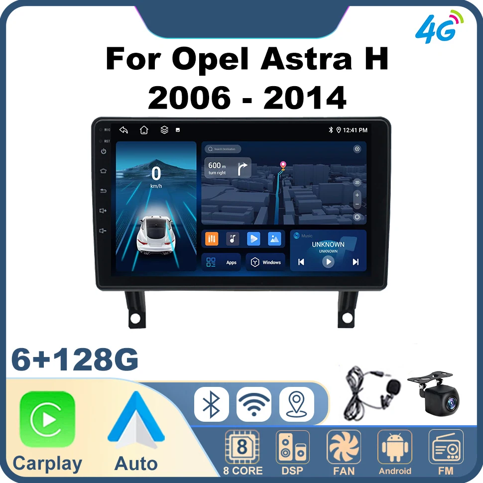 2 Din головное устройство Автомобильный радиоприемник для Opel Astra H 2006-2014 CarPlay 4G BT WiFi