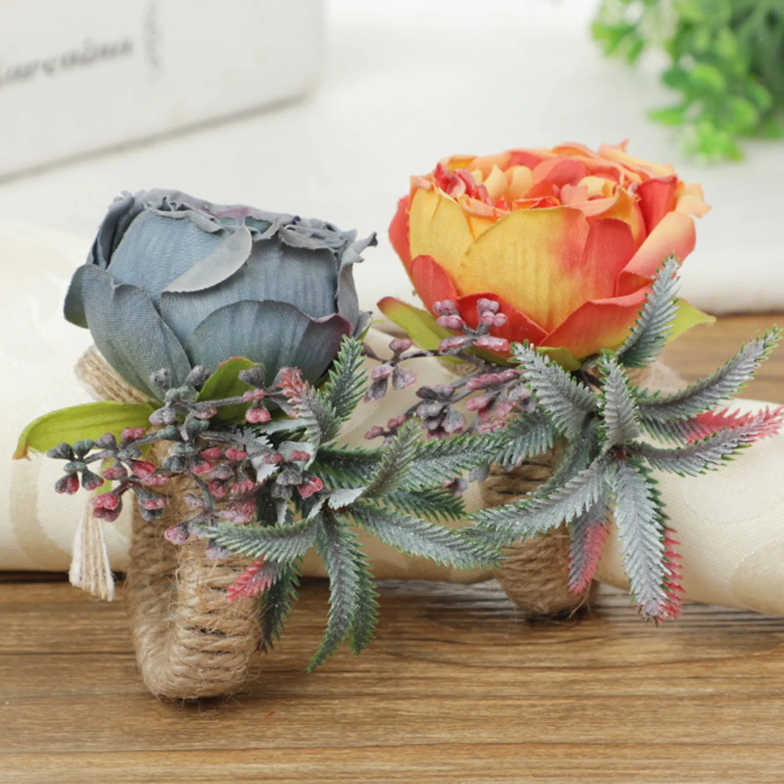 4pcs Floral Napkin Rings Holder Handicraft Rose Napkin Rings Artificial Flower Table Decoration for Wedding Banquet Party
4pcs Floral Napkin Rings Holder Handicraft Rose Napkin Rings Artificial Flower Table Decoration for Wedding Banquet Party