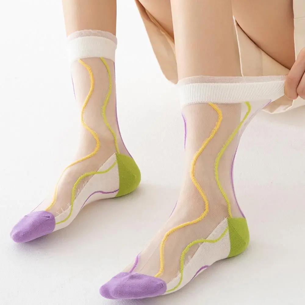 

Летние дышащие ультратонкие носки, прозрачные стеклянные Шелковые Тонкие Эластичные короткие носки для девушек, женские Чулочно-носочные изделия