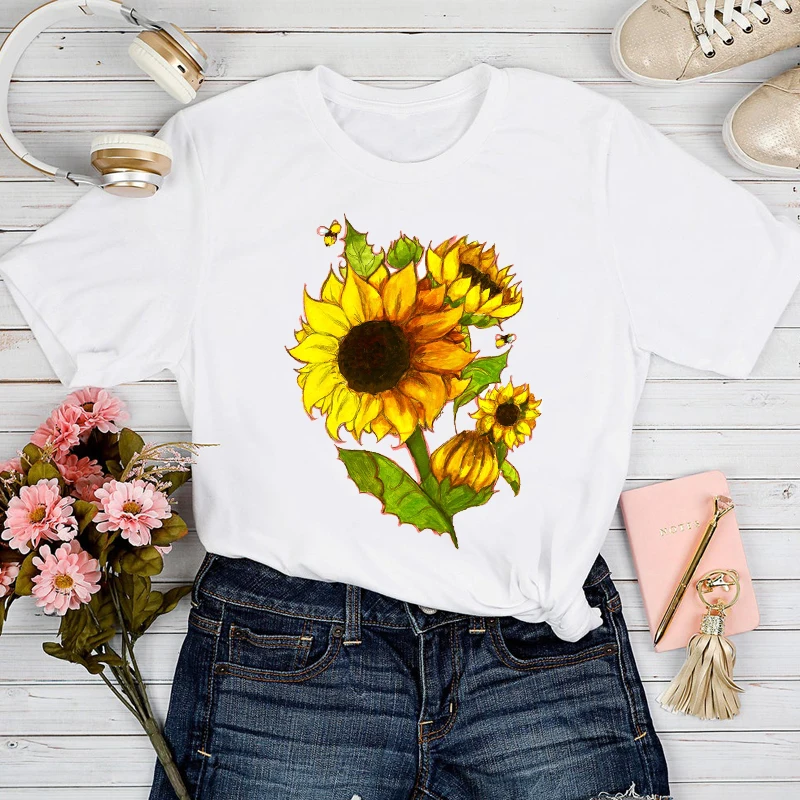 T-shirts Women Sunflower Floral 2021 90s Cute Fashion Spring Summer Tshirt Top Lady Stylish Sexy Print Clothes Tee T-Shirt
T-shirts Women Sunflower Floral 2021 90s Cute Fashion Spring Summer Tshirt Top Lady Stylish Sexy Print Clothes Tee T-Shirt