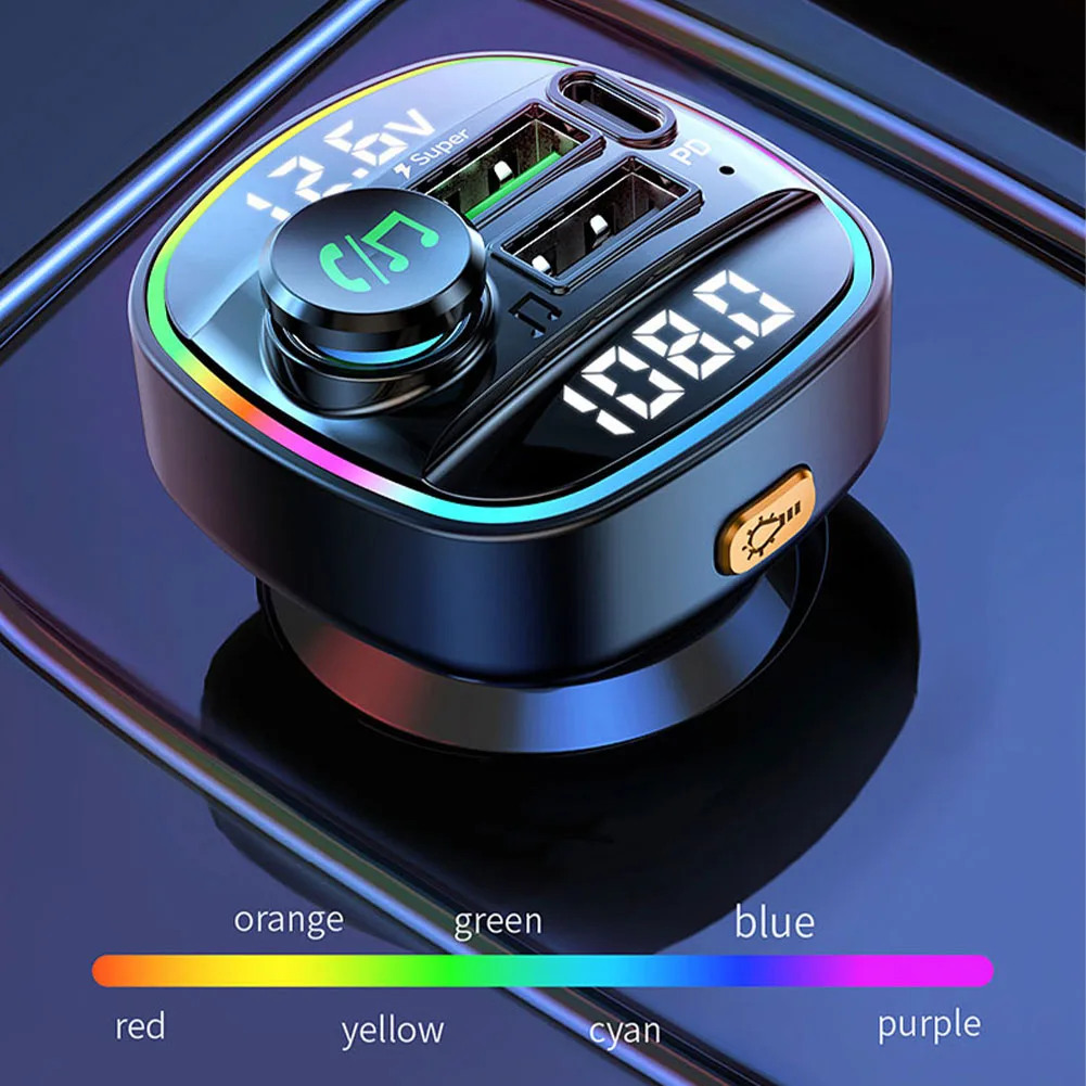 FM Transmitter Bluetooth-Compatible Car MP3 Player QC3.0 PD Fast Charging with LED Light Hands-Free Car Kit Radio 12-24V Adapter
FM Transmitter Bluetooth-Compatible Car MP3 Player QC3.0 PD Fast Charging with LED Light Hands-Free Car Kit Radio 12-24V Adapter