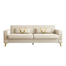 Modern Short Plush Detachable 2 Pillows Simple Living Room Sofa Casual Comfortable 2 Sittings Couple Sofa