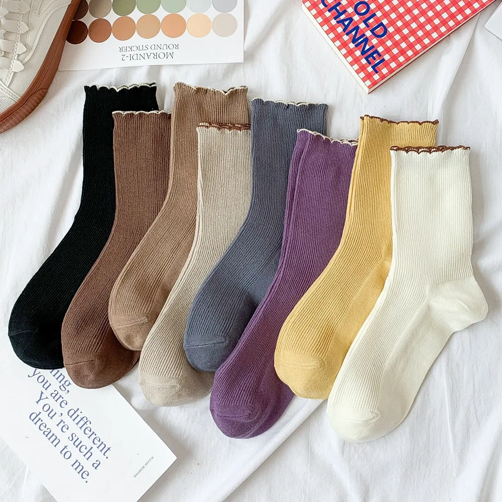 Japanese Sweet Medium Tube Socks Women 2023 Fashion Autumn And Winter New Female Wave Edge Solid Color Breathable Cotton Socks
Japanese Sweet Medium Tube Socks Women 2023 Fashion Autumn And Winter New Female Wave Edge Solid Color Breathable Cotton Socks