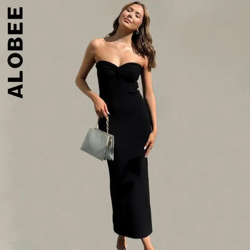 Alobee Dress Fashion Women Strapless Knit Maxi Dresses Beach Party Bodycon Dress Basic Soft Outfits Chic Club Woman Clothes
Alobee Dress Fashion Women Strapless Knit Maxi Dresses Beach Party Bodycon Dress Basic Soft Outfits Chic Club Woman Clothes