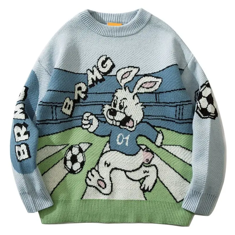 Autumn Men Knitted Jumper Sweaters Hip Hop Cartoon Rabbit 2022 Streetwear Harajuku Loose Fashion Casual Male Brand Pullovers 
Autumn Men Knitted Jumper Sweaters Hip Hop Cartoon Rabbit 2022 Streetwear Harajuku Loose Fashion Casual Male Brand Pullovers