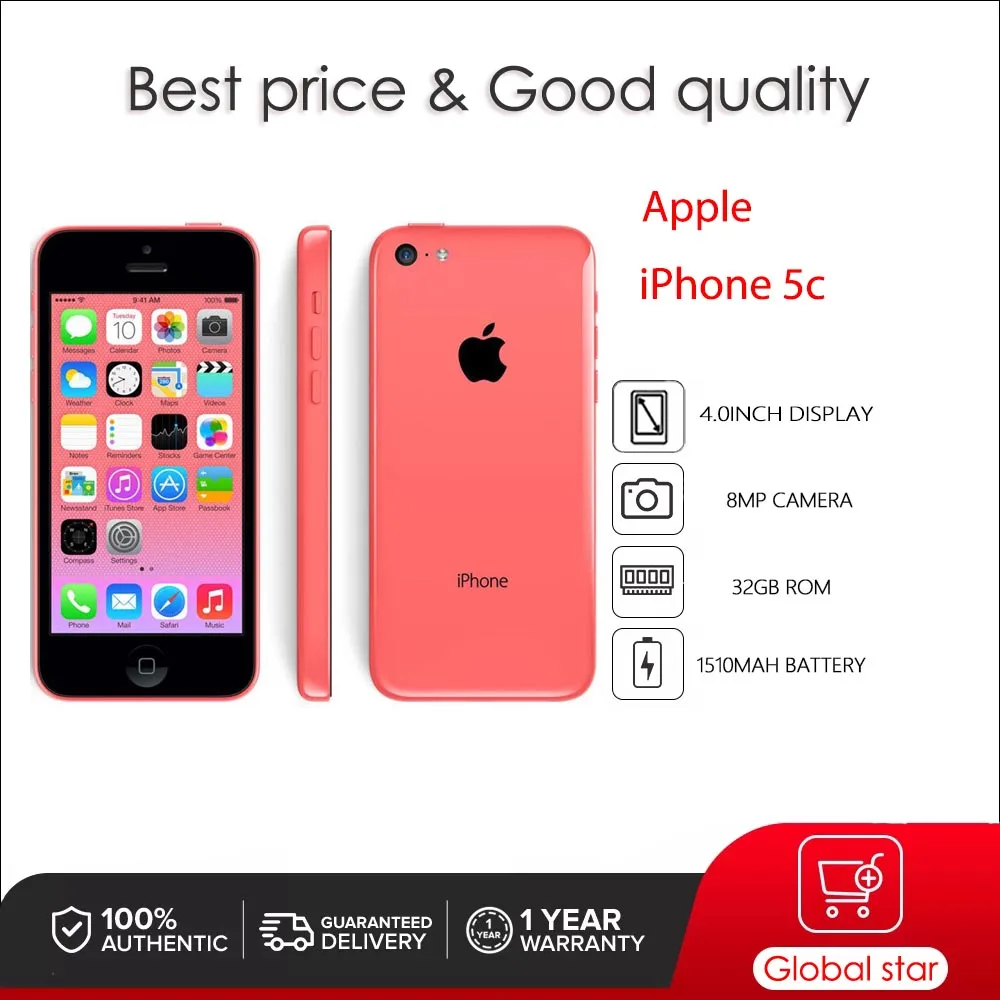 Оригинальный б/у Смартфон Apple iPhone 5c, двухъядерный, iOS 7, дисплей 4,0 дюйма, мобильный телефон 8/16/32 Гб ПЗУ, камера 8 МП 
Оригинальный б/у Смартфон Apple iPhone 5c, двухъядерный, iOS 7, дисплей 4,0 дюйма, мобильный телефон 8/16/32 Гб ПЗУ, камера 8 МП