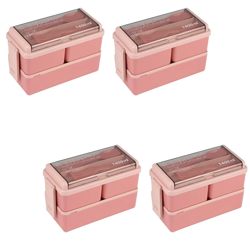 4X Bento Box Kit, 47.35OZ Bento Box Adult Lunch Box, 3 Compartments Bento Lunch Box , Meal Prep Containers Pink 
4X Bento Box Kit, 47.35OZ Bento Box Adult Lunch Box, 3 Compartments Bento Lunch Box , Meal Prep Containers Pink
