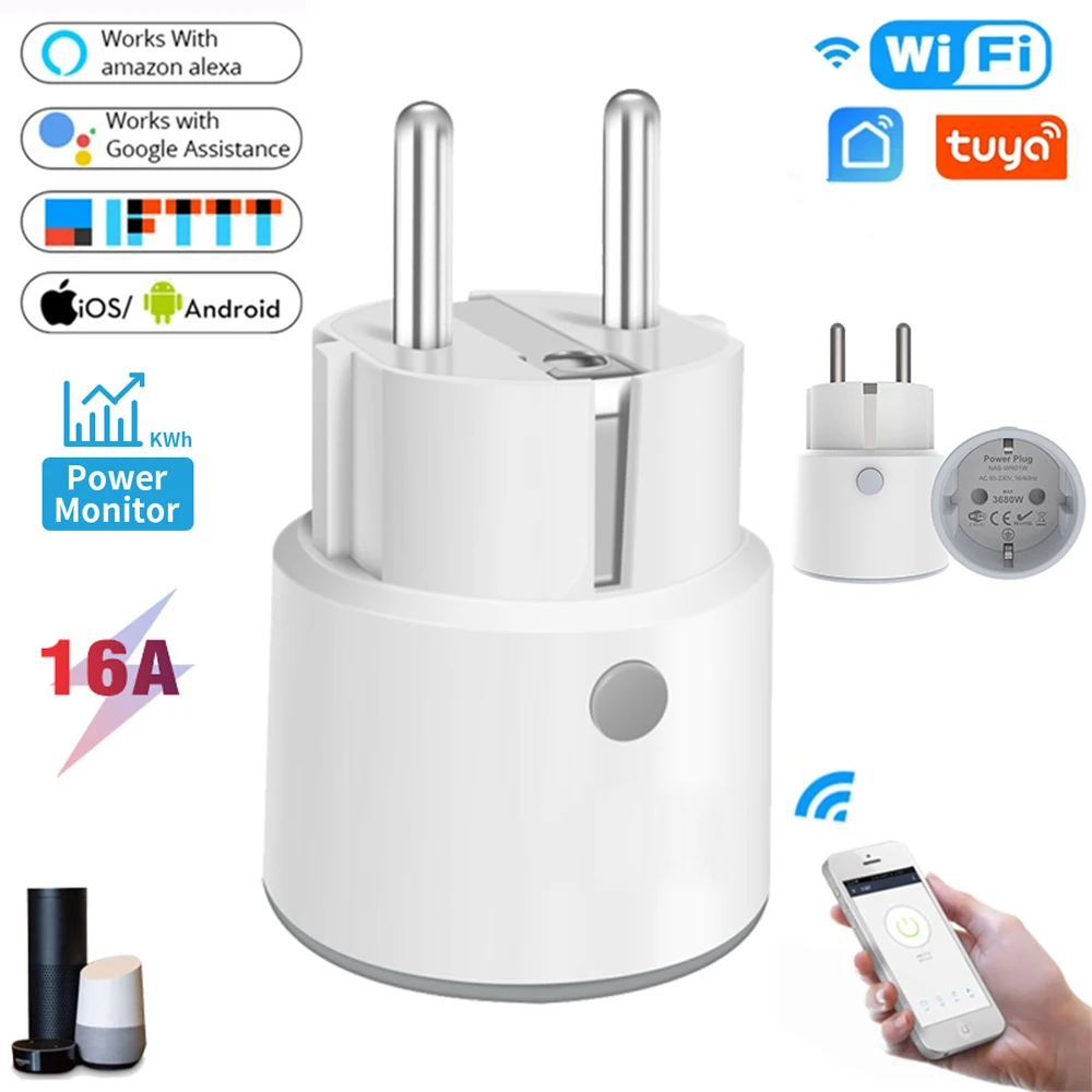 16A 3680W EU Smart Plug Wifi Intelligent Outlet Power Monitor Wireless Socket Voice Control Works with Alexa Google Home Tuya
16A 3680W EU Smart Plug Wifi Intelligent Outlet Power Monitor Wireless Socket Voice Control Works with Alexa Google Home Tuya