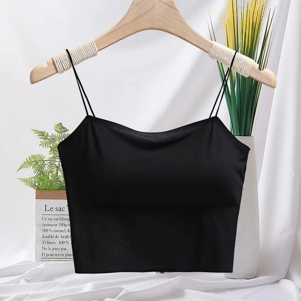 

Bottoming Vest Stylish Breathable with Padded Ice Silk Sling Bra Tank Top Inside Wear Camisole Top Bra Vest