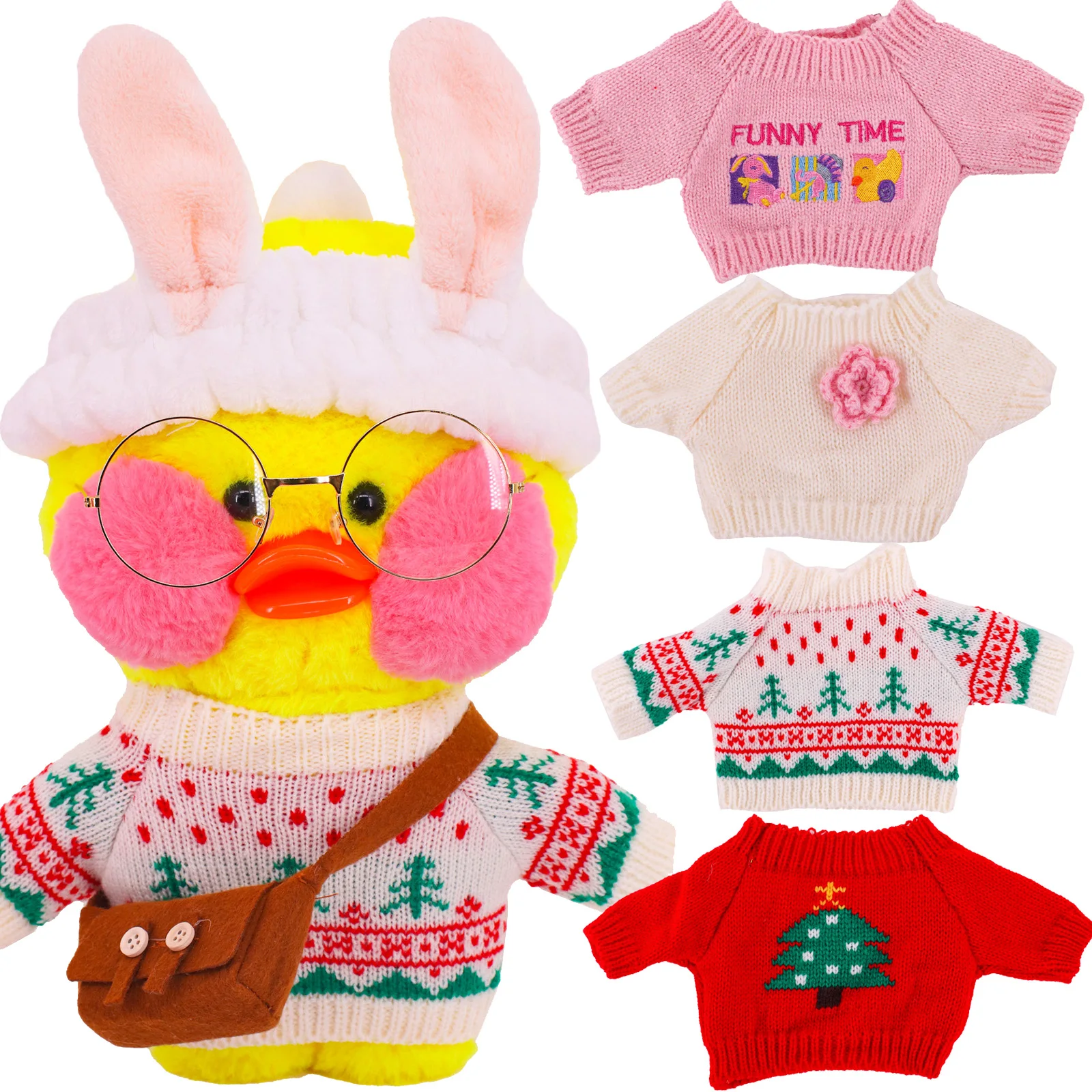 Handmade Sweater Fit 30 Cm Yellow Duck Doll Clothes Christmas Tree/Flower Pattern lalafanfan Dolls Accessories Child's Toy Gifts 
Handmade Sweater Fit 30 Cm Yellow Duck Doll Clothes Christmas Tree/Flower Pattern lalafanfan Dolls Accessories Child's Toy Gifts