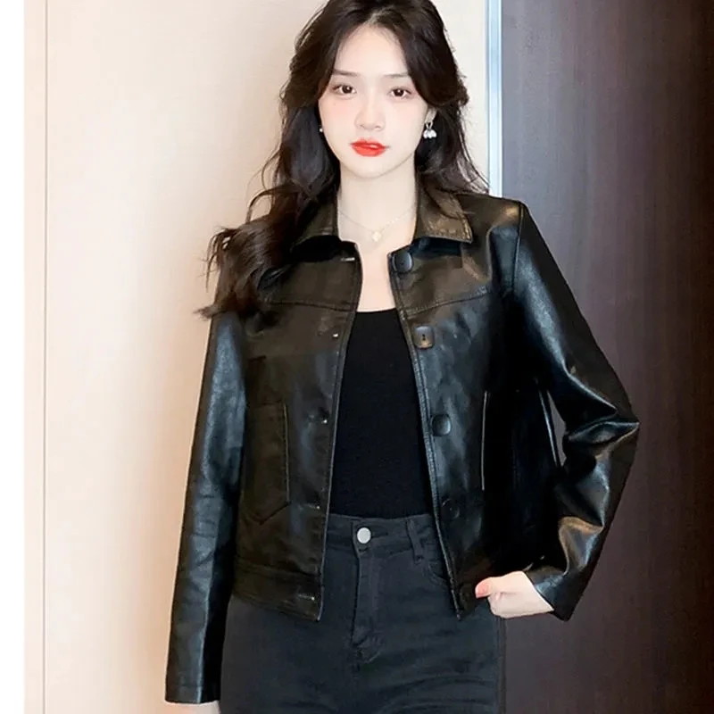 Women PU Leather Jacket Autumn 2022 New Black Coat Female Motorcycle Biker Ladies Fashion Bomer Jacket Girls Short Jacket
Women PU Leather Jacket Autumn 2022 New Black Coat Female Motorcycle Biker Ladies Fashion Bomer Jacket Girls Short Jacket