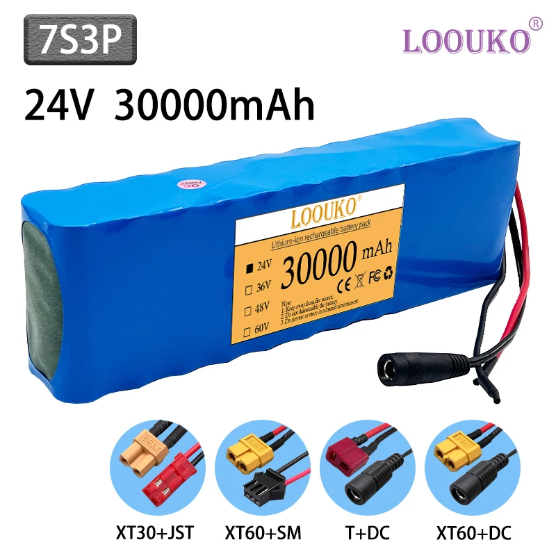 LOOUKO 7S3P 24V 30Ah 18650 Lithium Ion Rechargeable Battery Pack 250W 350W 29.4V 30000mAh For Electric Bicycle Moped With BMS
LOOUKO 7S3P 24V 30Ah 18650 Lithium Ion Rechargeable Battery Pack 250W 350W 29.4V 30000mAh For Electric Bicycle Moped With BMS
