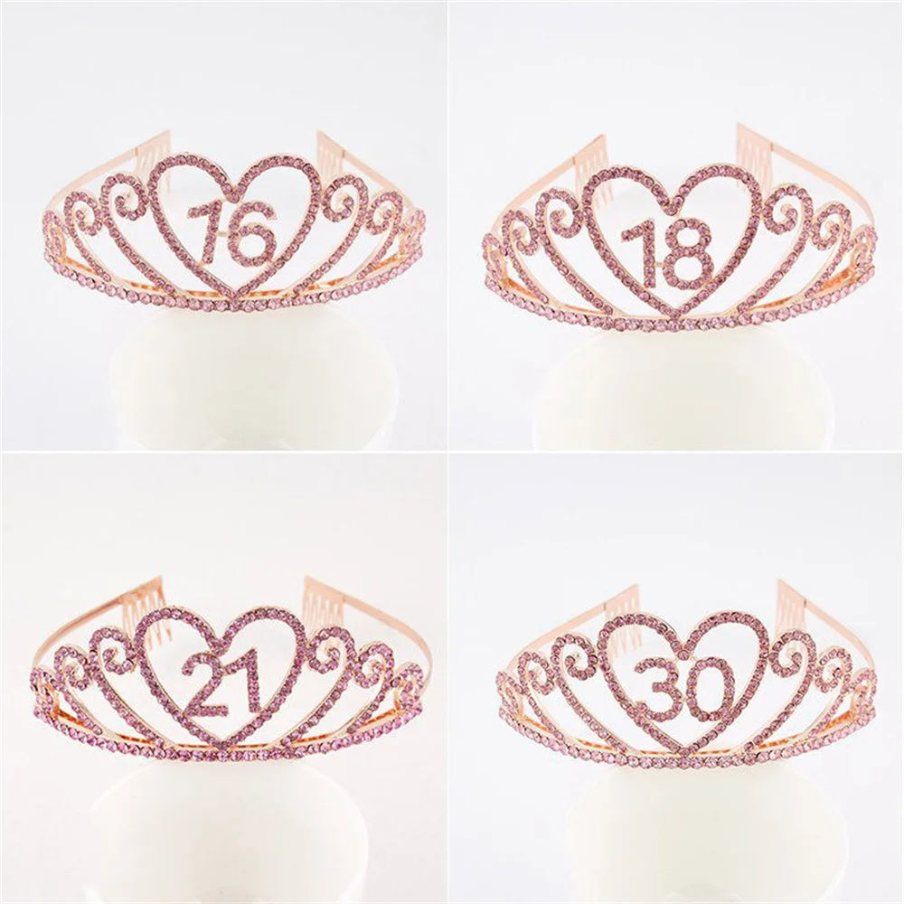 Gold Rose Gold Birthday Headwear Heart Rhinestone Metal Crown Headband for Women Girls Party Wedding Supplies 18/30/40/50/60/70
Gold Rose Gold Birthday Headwear Heart Rhinestone Metal Crown Headband for Women Girls Party Wedding Supplies 18/30/40/50/60/70
