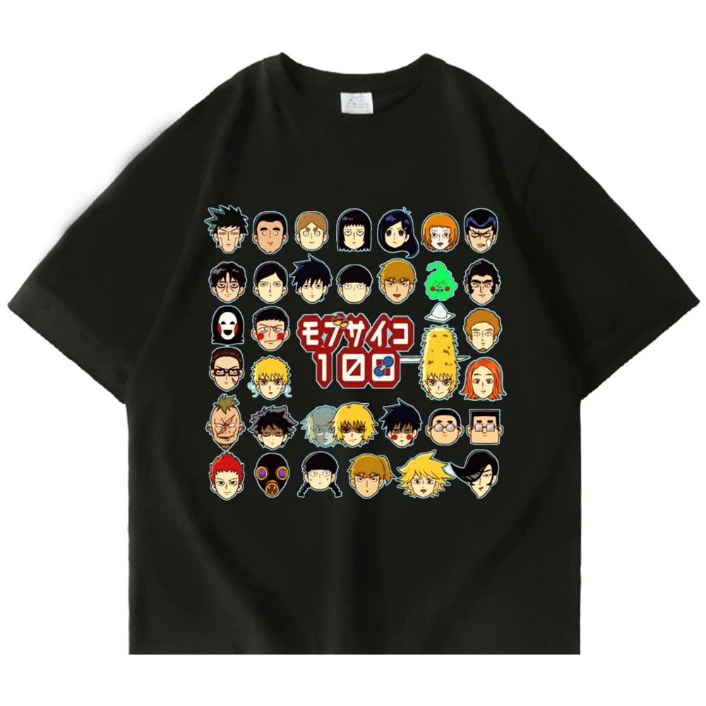 

Футболка с мультипликационным рисунком психоделика 100 для мужчин и женщин, футболка большого размера с рисунком манги, шиджео кагеяма, улич...