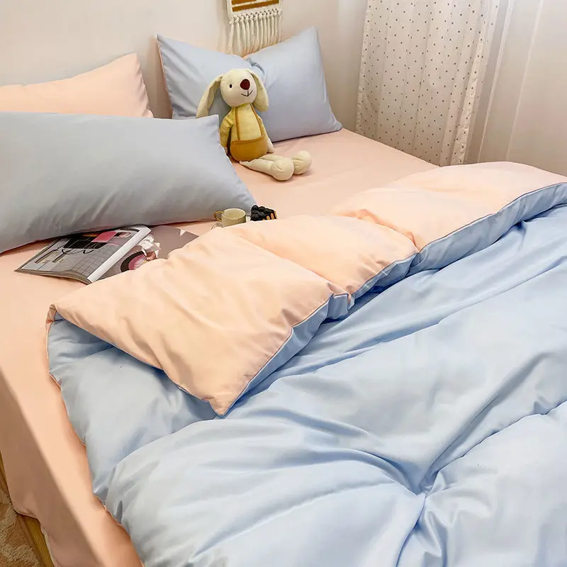 Korean-style bed four-piece bedroom washed cotton sheets quilt cover pillow case three-piece set solid color simple home textile
Korean-style bed four-piece bedroom washed cotton sheets quilt cover pillow case three-piece set solid color simple home textile